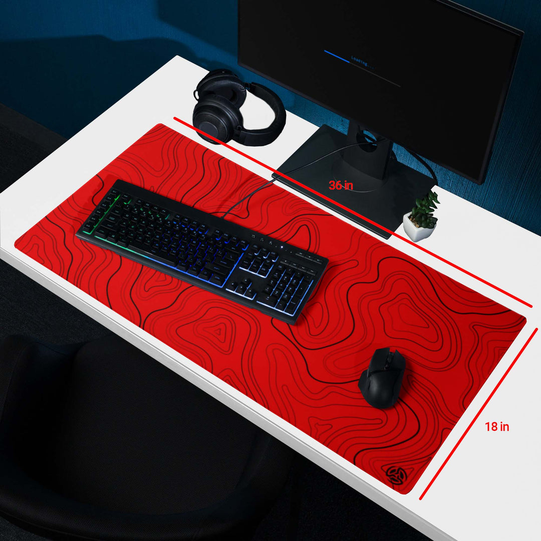 Red X Black Topographic Mousepad