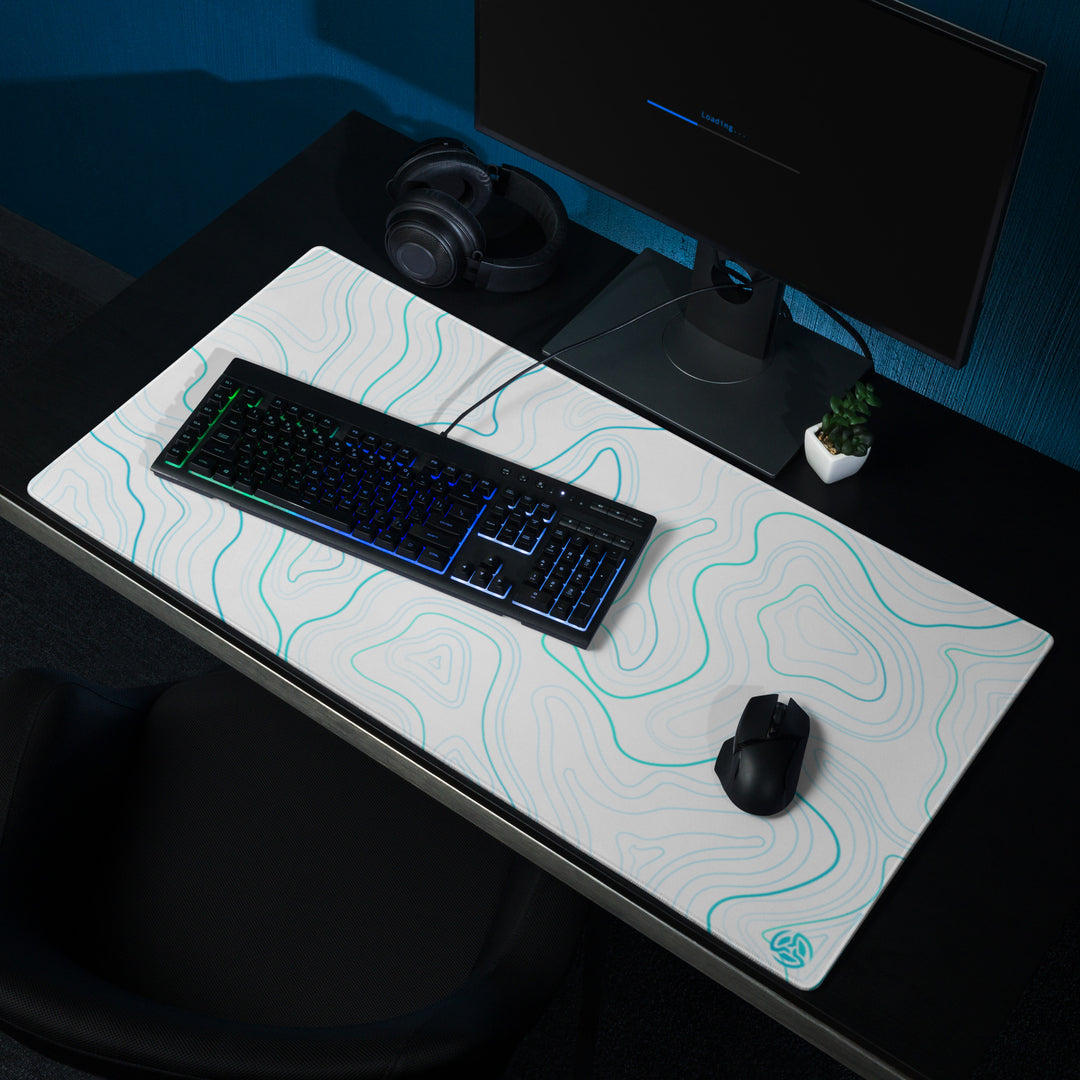 White X Blue Topographic Mousepad