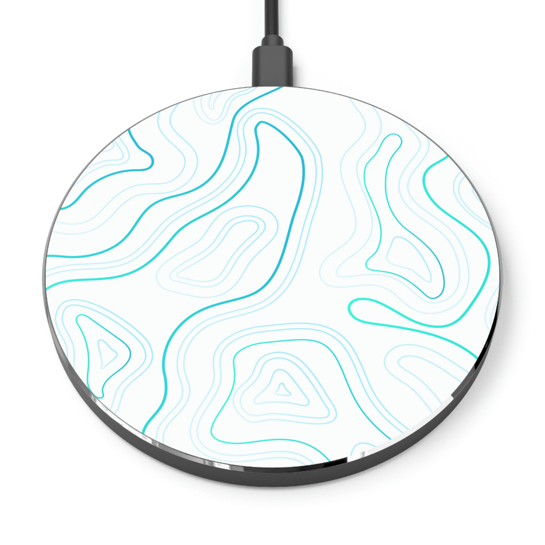 White X Blue Topographic Wireless Charger