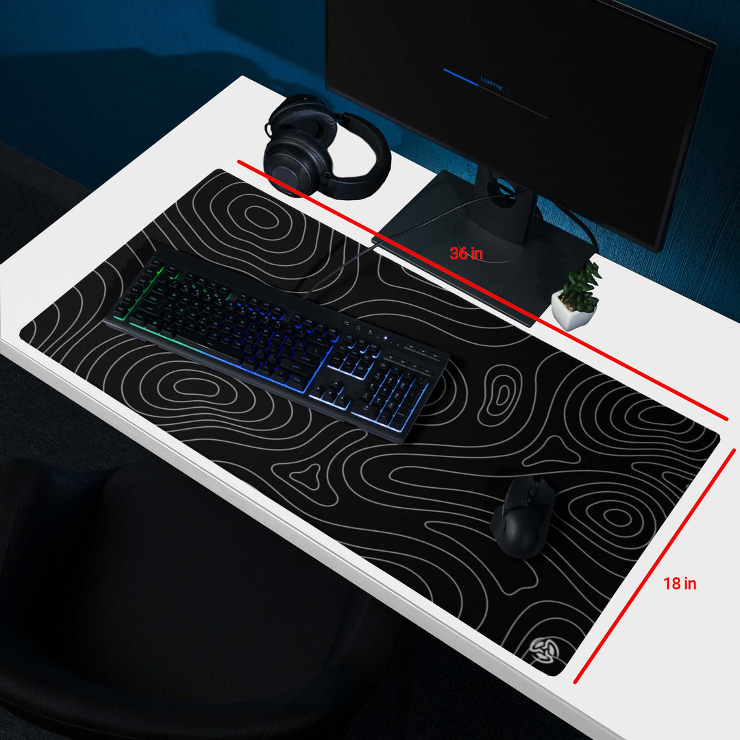 Minimal Black Topographic Mousepad