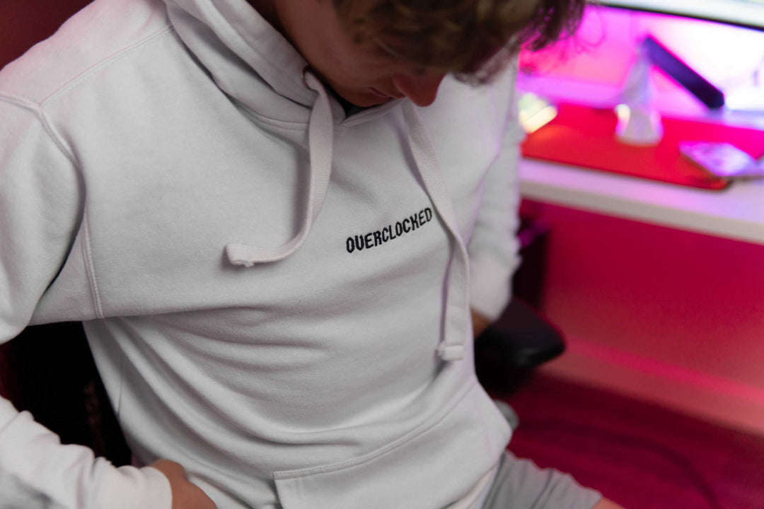 Embroidered Stay Overclocked Hoodie "White"