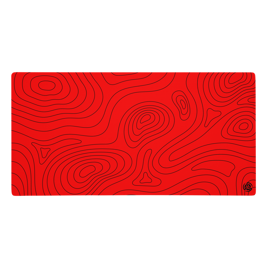 Minimal Red X Black Topographic Mousepad
