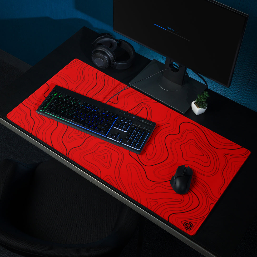 Red X Black Topographic Mousepad