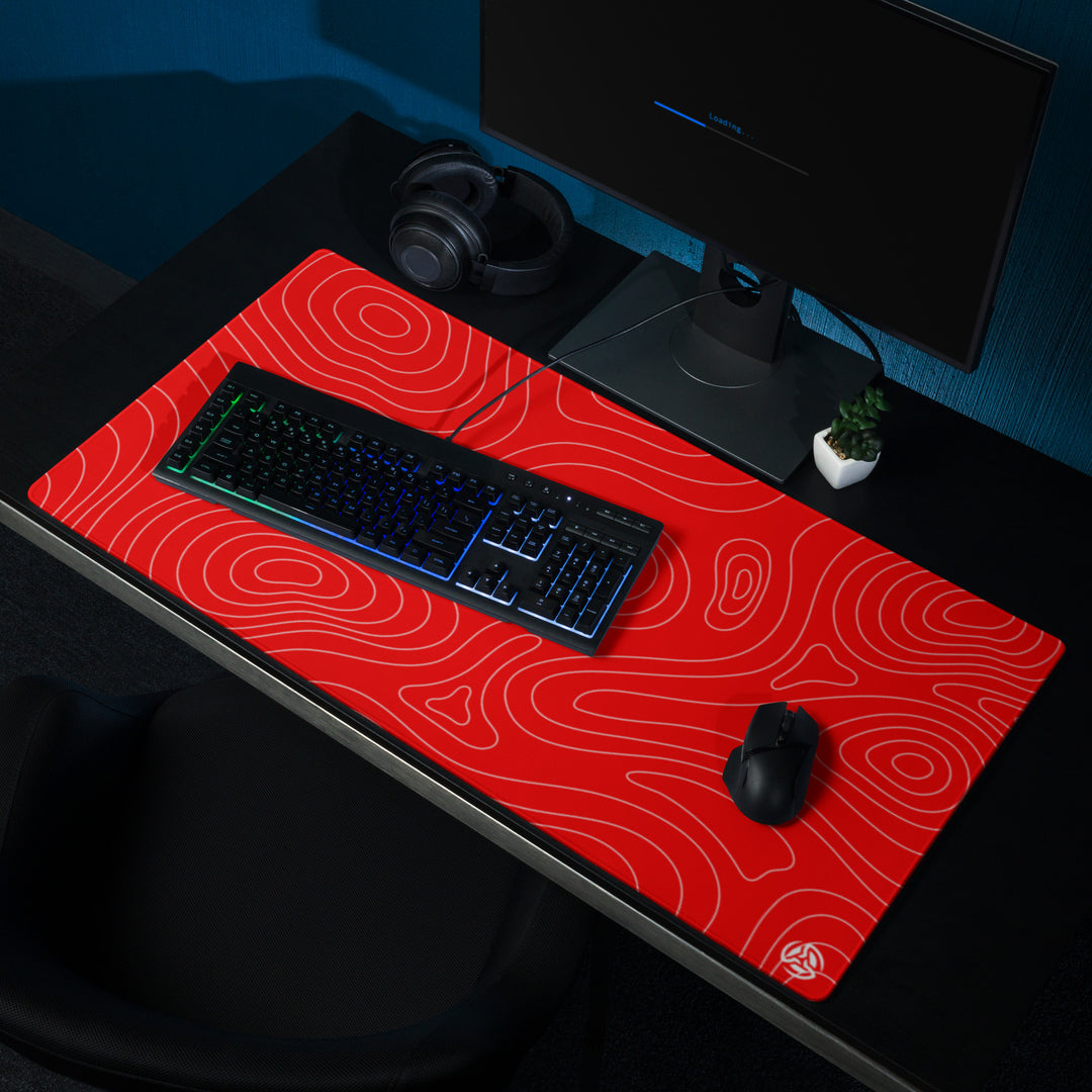 Minimal Red Topographic Mousepad